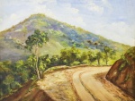QUADRO - Óleo sobre madeira - "Paisagem". Med. 26x32 cm e 22x28 cm.