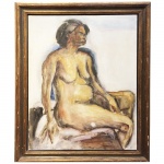 Antônio Cabral (1948). Nu Feminino. Óleo sobre tela. Assinado no verso e datado 1981. 93 x 73 cm.