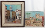 JOAO ALVES - PRAÇA e QUERMESSE - OST - 55X46 e 43X51cm. 2 Quadros.