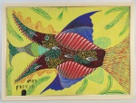 CHICO SILVA (Francisco Domingos da Silva, 1910-1985) - PEIXES - OSTCE - 45X63cm. Apresenta discretos desgastes na pintura. Dat. 1973.