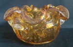 Bowl em vidro de murano âmbar com borda onduladaa, Medidas: 18x 10 cm