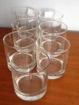 Conjunto de sete copos de vidro translucido para whisky, perfeito estado, Diâmetro: 8 cm e Altura: 8 cm