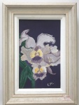 Quadro óleo sobre tela Orquídea assinado C.M. - Medidas: 23x31 cm ( Total)