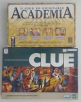 Dois jogos , O jogo do dicionário Academia( completo)  e Clue , o clássico jogo dos investigadores( falta uma carta dos suspeitoRev. Green)