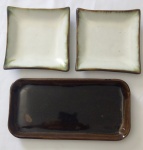 Três bandeja em cerâmica - Medidas: 17x14 cm e 15x15 cm
