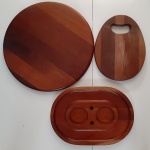 Três peças em madeira, tabua para frios , porta petisco taboa - Diâmetro:   40 cm e Medidas: 22x29 cm e 36x24cm
