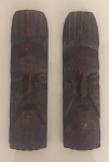 Duas antiga escultura em madeira entalhe Rosto Medidas  26x8 cm