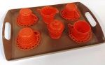 CAFÉ MARAVILHA da Estrela anos 70: mini apetrechos de cozinha Kit de chá de bonecas estilo fenton 12 peças , acompanha a bandeija