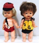 Boneca Pedrita e Boneco Bam-Bam bonecos conhecidos das figuras das histórias de revista infantis e filme de TV `Os Flintstones`,relançados pela Estrela nos anos 80: