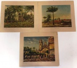 Conjunto de 3 belas e antigas pranchas promocionais da ROCHE QUIMICA representando igrejas do brasil - possivel oleografias. Medem: 30x27 cm  - No estado