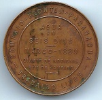 Medalha Imperial  Água em 6 dias - Sampaio - Frontim - Paranaguá - Confiança na Sciencia e no Trabalho Nacional - COBRE - 41 mm - 35 g - Catalog. VC - 162 
