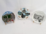 3 pratos dec para colecionador  em porcelana  representando diversos paises .Medida:15 cm e 16 cm de diametro. Nao acompanha os suportes