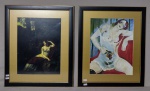 Dois quadros com gravuras emolduradas com vidro antirreflexo representando mulheres - mede 57x47.
