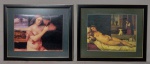 Dois quadros com gravuras emolduradas representando mulheres sensuais (consta vidro antirreflexo) - mede 47x57.