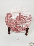 Prato decorativo em Porcelana Inglesa Cenas Campestres Rosa e Branco. Medida: 20,5 cm diametro