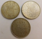 Lote de 03 moedas da Suécia - Gustaf VI Adolf - (1953,1965,1957) - Prata