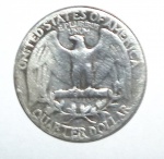 Moeda americana, produzida em prata, de Quarter Dollar, do ano de 1948.