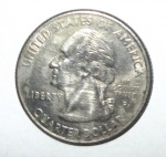 Moeda americana, de Quarter Dollar, produzida em prata, comemorativa, do ano de 2002.