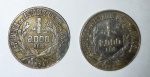 Lote contendo 2 moedas brasileiras, produzidas em prata, de 2000 Réis, do ano de 1924.