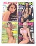 Lote contendo 4 revistas, sendo 3 Playboys e 1 Premium, anos 2000.