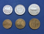 Seis moedas Brasileiras de 1938. 200 Réis - 300 Réis - 400 Réis - 500 Réis - 1000 Réis - 2000 Réis. Moedas cunhadas em Níquel e bronze. Estado MBC - Muito bem conservadas.