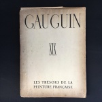 GAUGUIN - LES TRÉSORS DE LA PEINTURE FRANÇAISE - Texte de LOUIS HAUTECCEUR - Antigo conjunto de 8 pranchas com  pinturas impressas na Suíça em 1947 pela ÉDITIONS  D'ART ALBERT SKIRA  GENÈVE. Texto em Francês. Exemplar de coleção e em excelente estado. Capa com marcas do tempo. Dimensões: 39 cm x 29 cm.