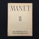 MANET - LES TRÉSORS DE LA PEINTURE FRANÇAISE - Texte de A. TABARANT. Antigo conjunto de 8 pranchas com  pinturas impressas na Suíça em 1947 pela ÉDITIONS  D'ART ALBERT SKIRA  GENÈVE. Texto em Francês. Exemplar de coleção e em excelente estado. Dimensões: 39 cm x 29 cm.