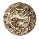 JOHNSON BROS - ENGLAND -  Belo prato em porcelana Inglesa da coleção ""HISTORIC AMERICA"" ,  View of Boston Massachusetts.   Dimensões: 25 cm  diâmetro.