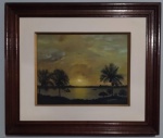 Wanda Ninhaus - ENTARDECER. Óleo sobre tela. Datado de 1990. Assinatura canto inferior direito e no verso. Medindo 48x56cm.