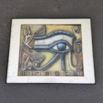 Quadro decorativo com desenho Egípcio. Dimensões: 20,5 cm x 25,5 cm,