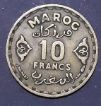 Moeda de 10 Francos Marroquino ano 1952