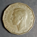 Moeda de Grã Bretanha , George VI 3 Pence ano 1944