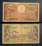 1 CÉDULA DA INDONÉSIA: 50 RUPIAS, 1957.