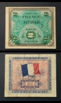 1 CÉDULA DA FRANÇA (OCUPAÇÃO ALIADA NA 2ª GUERRA MUNDIAL): 2 FRANCS, 1944.
