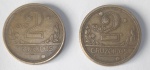 Lote contendo duas moedas de 2 cruzeiros de 1945