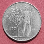MOEDA 100 LIRAS ITALIANA 1965