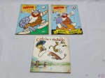 Lote composto de 2 exemplares do Hagar O Horrível vol. 1 e 2, datado de 1986 e 1987 e um exemplar do Calvin e Haroldo.