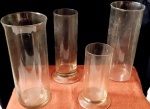CONJUNTO - 4 RECIPIENTES usados em LABORATÓRIO. Alturas 36 cm, 22 cm (2), 20 cm e 16 cm.
