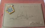 Militaria - Placa da Viagem de Instrução  do Navio Escola Custódio de Mello- Marinha do Brasil 29/07/1974  A 11/11/1975   Medidas 9 x 14 cm Base no estado