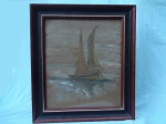 QUADRO. TADASHI KAMINAGAI - Artista japonês ativo no Japão, França e Brasil.  (Hiroshima 1899 - Paris 1982) GUACHE - Barco a vela. Assinado e datado 1954 e localizado. Niterói -Rio de Janeiro. MedIidas:. 38x34 cm e moldura 51x45 cm. Envidraçado com pequeno quebrado, imperceptível quando na parede.