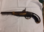 Colecionismo - Arma histórica - Magnifica GARRUCHA de um cano - sistema de percussão a espoleta  - grosso calibre - século XIX não serve para uso, só coleção - comprimento 41 cm. Diâmetro da boca do cano: 20 mm Peça de elevada cotação internacional.no estado