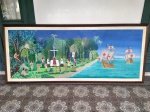 Quadro A Primeira Missa no Brasil - d'après Victor Meirelles - assinado Livia - datado (19) 85 - Óleo sobre eucatex - medidas 1,14 x 2,64 m com moldura e sem moldura 0,92x 2,44 m - Moldura com cupim