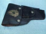 COLECIONISMO - Antigo COLDRE para pistola em couro. emblema em dourado da policia Rodoviária Federal. eEd. 26x16 cm CX 8