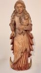 FANTÁSTICA  imagem iNDO PORTUGUESA  em MARFIM. Representa  NOSSA SENHORA DO ROSÁRIO.com o MENINO JESUS.  Altura  16 cm. GOA.  Século XVII.