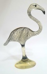 ABRAHAM PALATNIK - Imponente escultura em arte cinética ASSINADA, peça representando elegante flamingo, med. 36x25 centímetros.