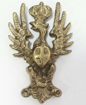 Lindo apliqu brasão em bronze, med 10x6 centímetros.