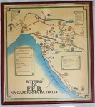 SEGUNDA GUERRA MUNDIAL  -  Antigo quadro roteiro da FEB na Itália,  med. 62x55 centímetros