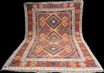 Lindo tapete kilim geométricos feito a mão por tribos nómades,  med.3,10 X 1,90