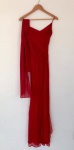 Vestido longo de festa vermelho da Material Colection, tamanho P. Acompanha xaile do mesmo tecido e mesma cor.