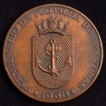 Medalha Comemorativa, 1º Centenário da Flotilha do Amazonas - Divisão Naval do Norte - Flotilha do Amazonas, Data 1868/ 2 de Junho /1968,  Bronze, Peso 48 g, Diâmetro 50 mm, Muito Bem Conservada.